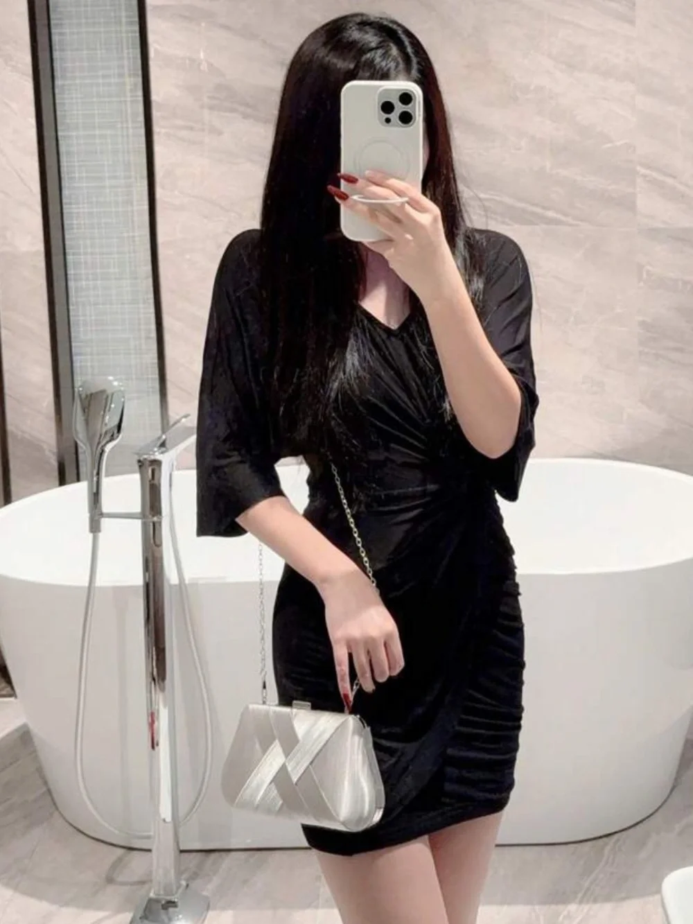 Elegant Off White Satin Clutch Bag by